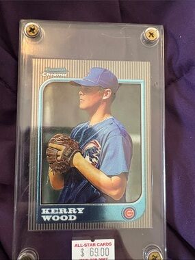 Kerry Wood Bowman Chrome Baseball Card - Blue Jersey